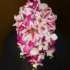 Pink fuchsia orchid and tiger lily cascading bouquet - Image 5