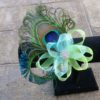 Peacock wrist corsage on pearl bracelet, peacock feather corsage, wristlet, customizable - Image 3
