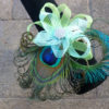Peacock wrist corsage on pearl bracelet, peacock feather corsage, wristlet, customizable