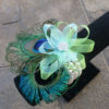 Peacock wrist corsage on pearl bracelet, peacock feather corsage, wristlet, customizable - Image 2