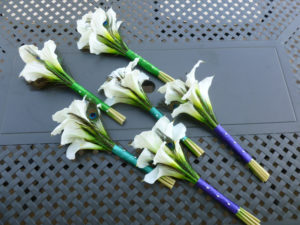 Real touch calla lily peacock feather small bridal bouquet, bridesmaids bouquets - Image 3
