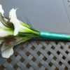 Real touch calla lily peacock feather small bridal bouquet, bridesmaids bouquets - Image 2