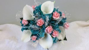 Turquoise coral small bouquet