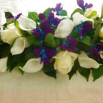 Wedding table decor, center piece, rose calla lily orchid center piece