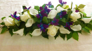 Wedding table decor, center piece, rose calla lily orchid center piece
