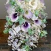 Mint and purple cascading bridal bouquet - Image 4