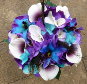 Purple turquoise hydrangea bouquet - Image 2