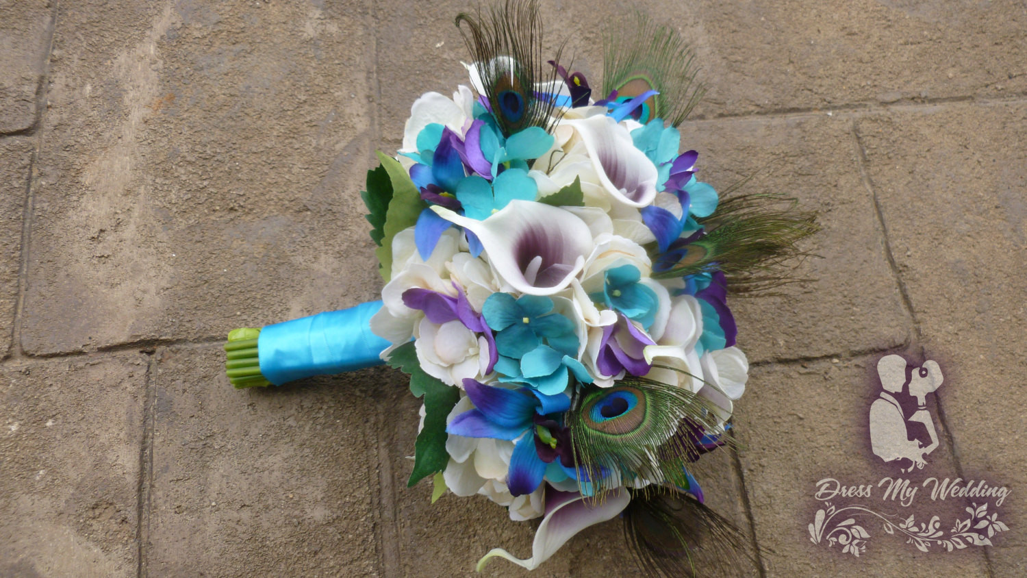 Purple Ivory Calla Lily Hydrangea Bridal Wedding Bouquet Accessories 