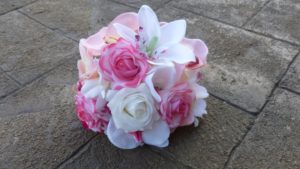 Real touch rose, fabric orchid bridesmaids bouquet, small bouquet - Image 2
