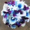 Purple blue galaxy orchid, purple picasso calla lily, blue picasso bridal bouquet, Stephanotis, turquoise - Image 2