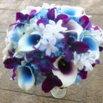 Purple blue galaxy orchid, purple picasso calla lily, blue picasso bridal bouquet, Stephanotis, turquoise