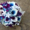 Purple blue galaxy orchid, purple picasso calla lily, blue picasso bridal bouquet, Stephanotis, turquoise - Image 5