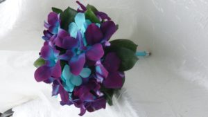 Galaxy orchid, purpl blue, turquoise bridesmaids bouquet, small bridal bouquet, toss away bouquet - Image 2