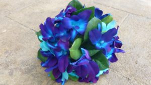 Galaxy orchid, purpl blue, turquoise bridesmaids bouquet, small bridal bouquet, toss away bouquet - Image 3
