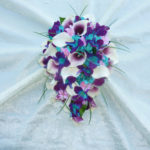 Galaxy orchid bouquet with cherry blossoms