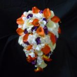 Orange and plum cascading bridal bouquet