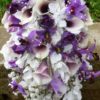 Cascading plum, purple and lavender bridal bouquet with silver accent - Image 5