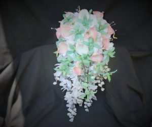 Cascading mint soft pink bridal bouquet - Image 2