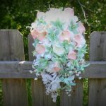 Cascading mint soft pink bridal bouquet