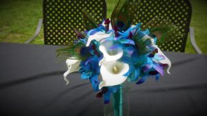Calla lily, purple blue orchid bouquet - Image 2