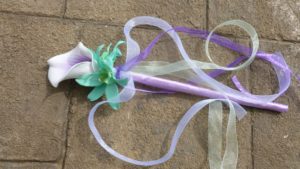 Flower girl wand, calla lily wand lavender, purple, picasso calla, mint