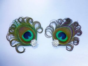 Pair of peacock shoe clip, feather shoe clip, shoe accessory,bridal shoe clips, bridesmaids shoe clips