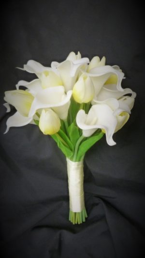 Yellow tulip and calla lily bouquet, customizable - Image 3