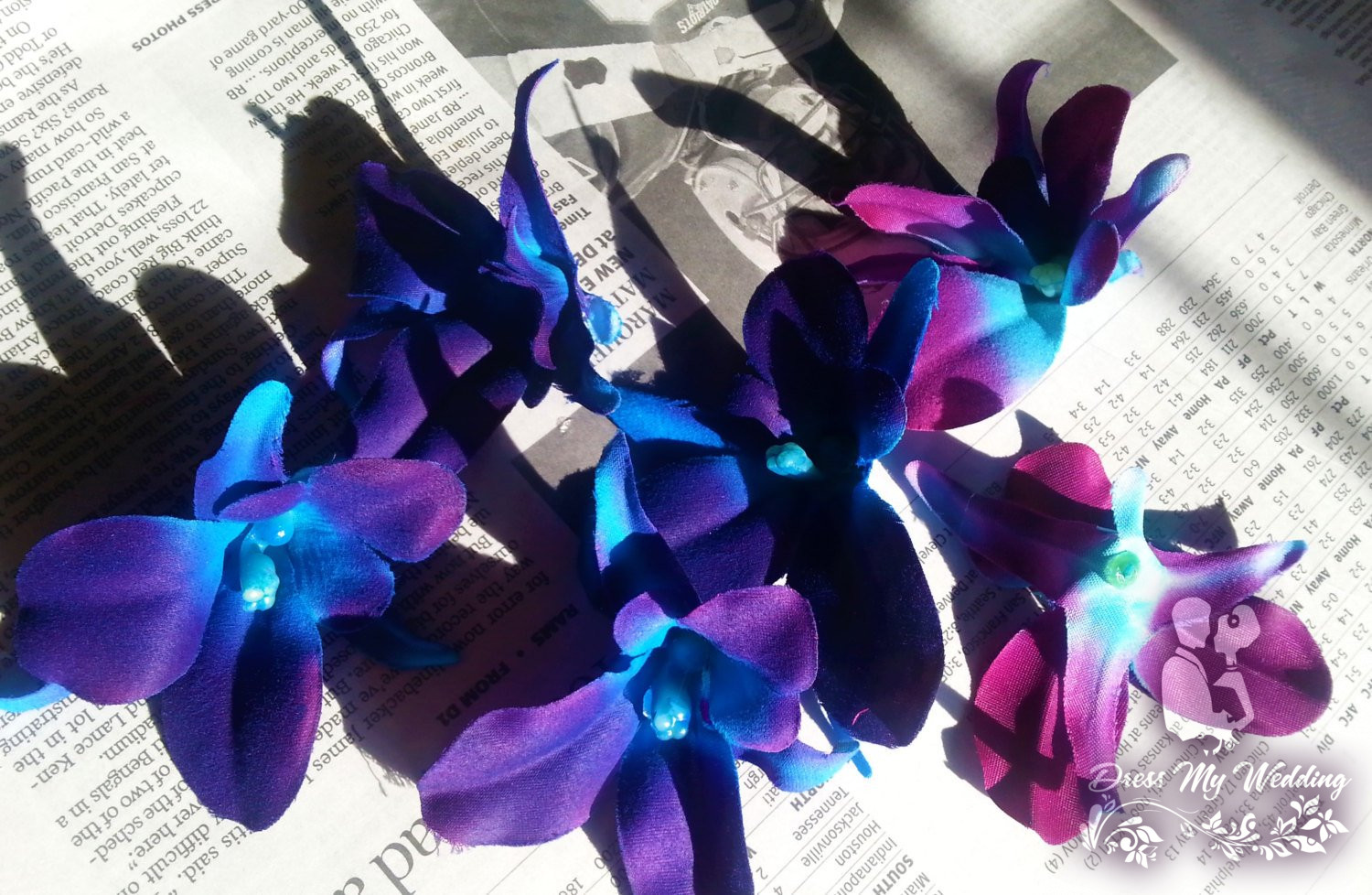 Dress My Wedding 20 Purple Blue Silk Orchids