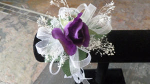Purple rose wrist corsage and boutonniere set, artificial rose, baby's breath, prom, - Image 3