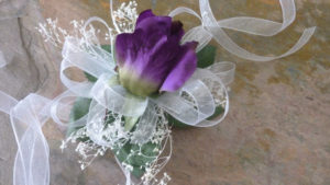 Purple rose wrist corsage and boutonniere set, artificial rose, baby's breath, prom, - Image 4