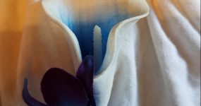 Picasso Calla lily galaxy orchid boutonniere, real touch calla lilies