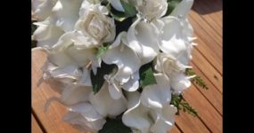 Calla lily and rose cascading bouquet