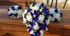 Rose, baby's breath and galaxy orchid bouquet