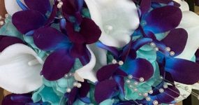 Galaxy orchid and calla lily bouquet