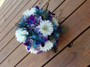 Gerbera daisy, thistle, and galaxy orchid bouquet - Image 5