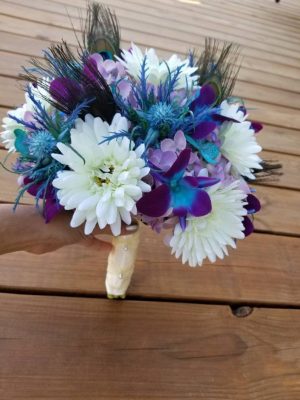 Gerbera daisy, thistle, and galaxy orchid bouquet - Image 6