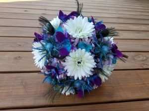 Gerbera daisy, thistle, and galaxy orchid bouquet - Image 8