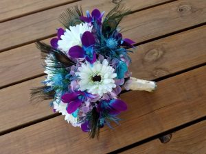 Gerbera daisy, thistle, and galaxy orchid bouquet - Image 9