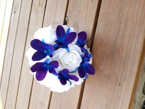 Cascading silk rose and galaxy orchid bouquet - Image 7