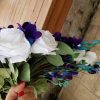 Cascading silk rose and galaxy orchid bouquet - Image 4