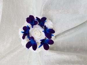 Cascading silk rose and galaxy orchid bouquet - Image 5