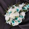 Cascading teal and white peacock bouquet - Image 4