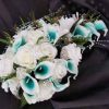 Cascading teal and white peacock bouquet - Image 8