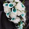 Cascading teal and white peacock bouquet - Image 6