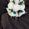 Cascading teal and white peacock bouquet - Image 9
