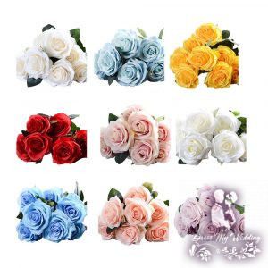 Silk rose bouquet with greeneries, customizable - Image 2