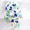 Cascading bouquet with mint and navy - Image 5