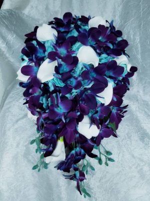 Galaxy orchid and calla lily cascading bouquet (Copy)