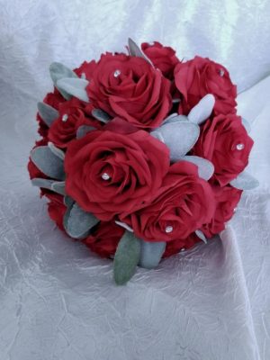 Silk rose bouquet with greeneries, customizable - Image 4