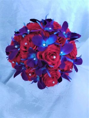 Red rose and galaxy orchid bridal bouquet - Image 7